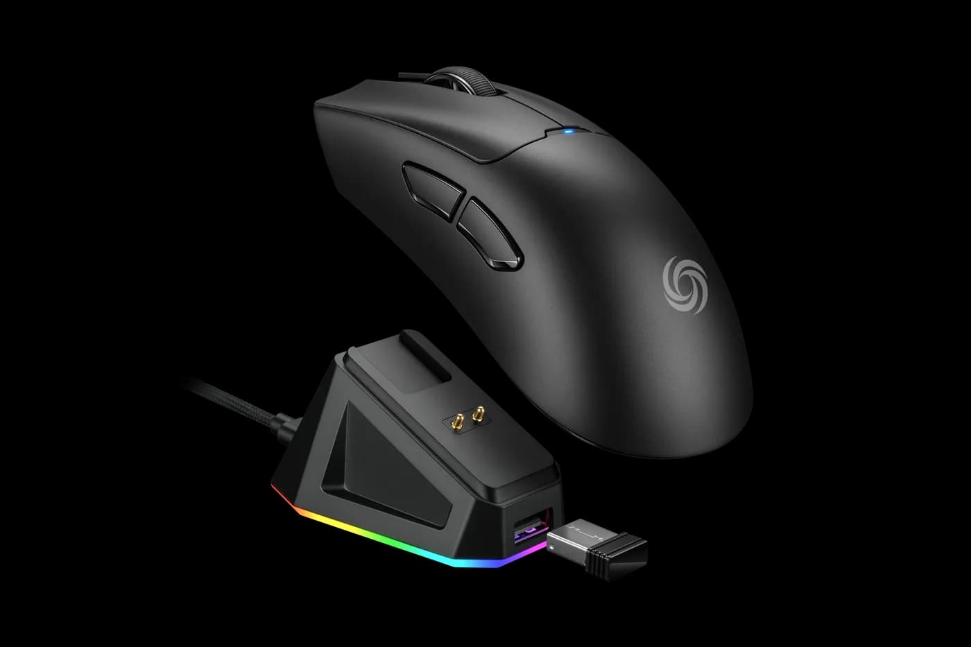 NOS M750 GAMING MOUSE ULTRALIGHT RAPID WIRELESS W/DOCK BLACK 1K GRIP TAPE