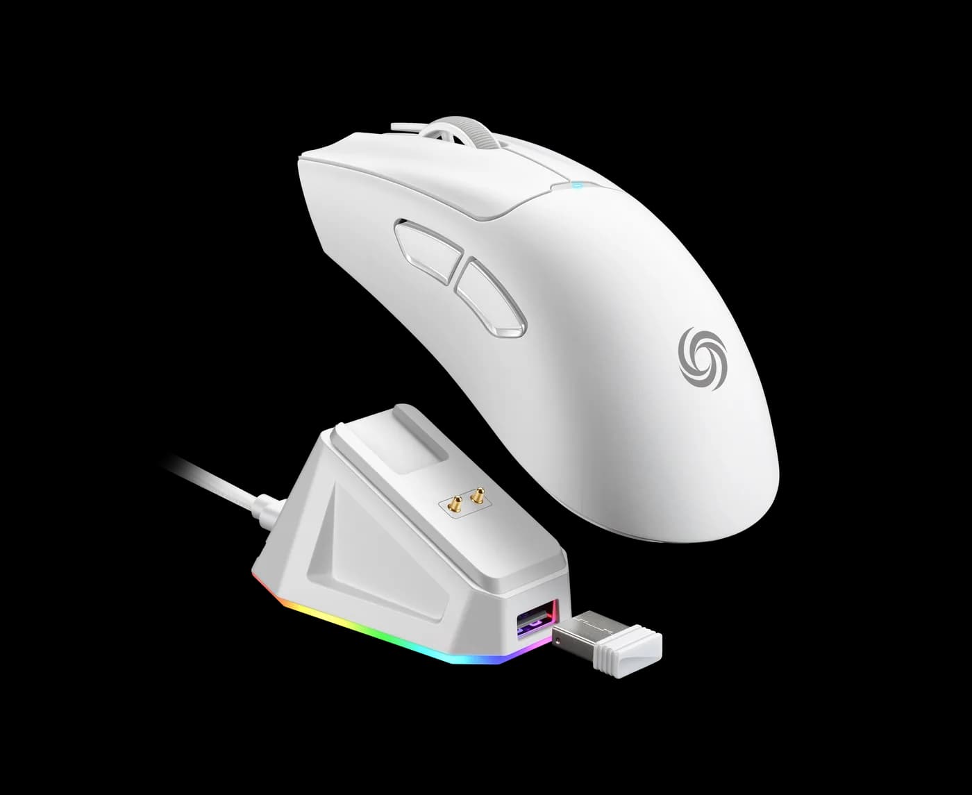 NOS M750 GAMING MOUSE ULTRALIGHT RAPID WIRELESS W/DOCK WHITE 1K GRIP TAPE