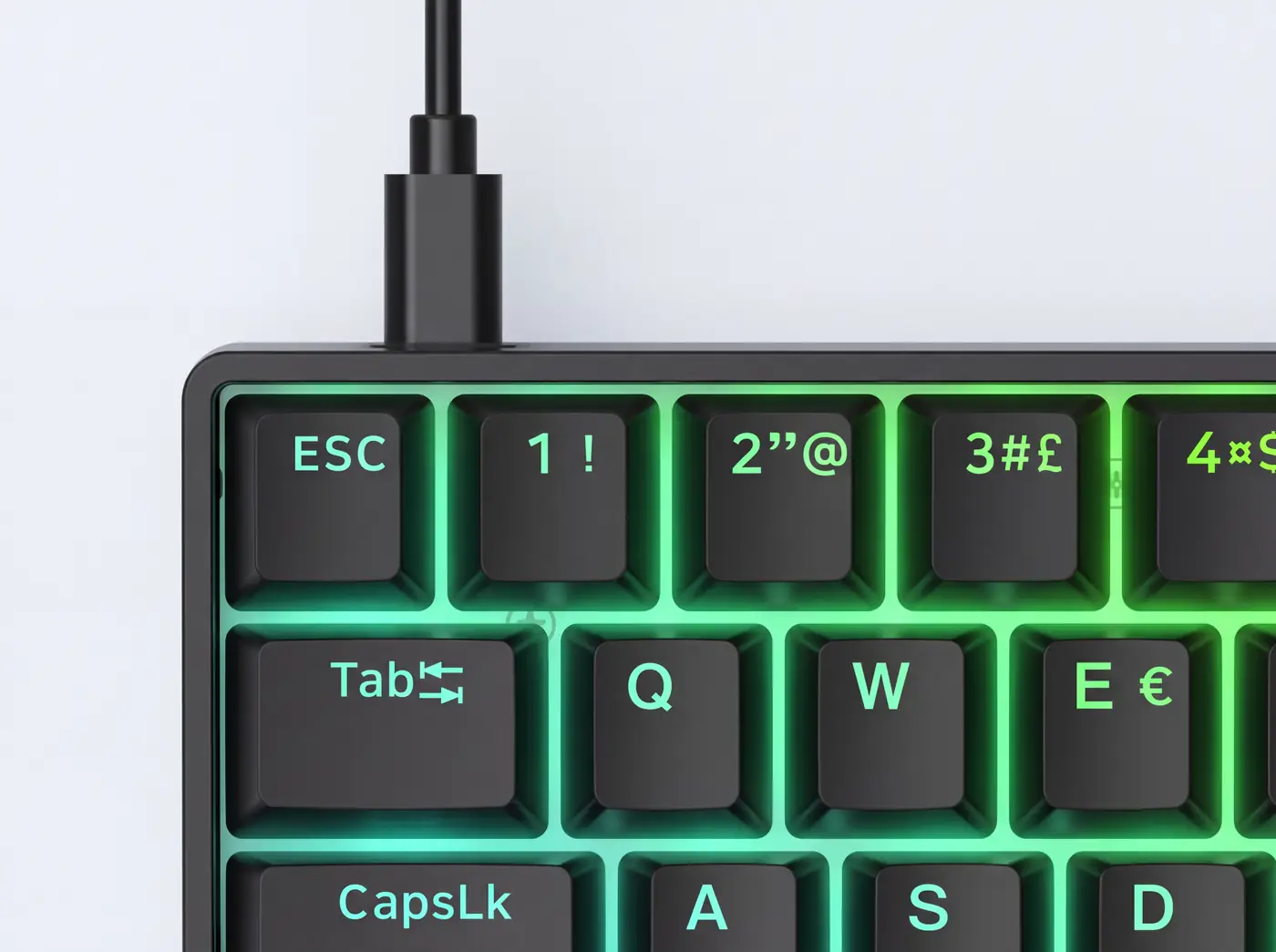 Close-up of the keys on the NOS C800 Mini Keyboard Magnetic 65 with Hall Effect switches