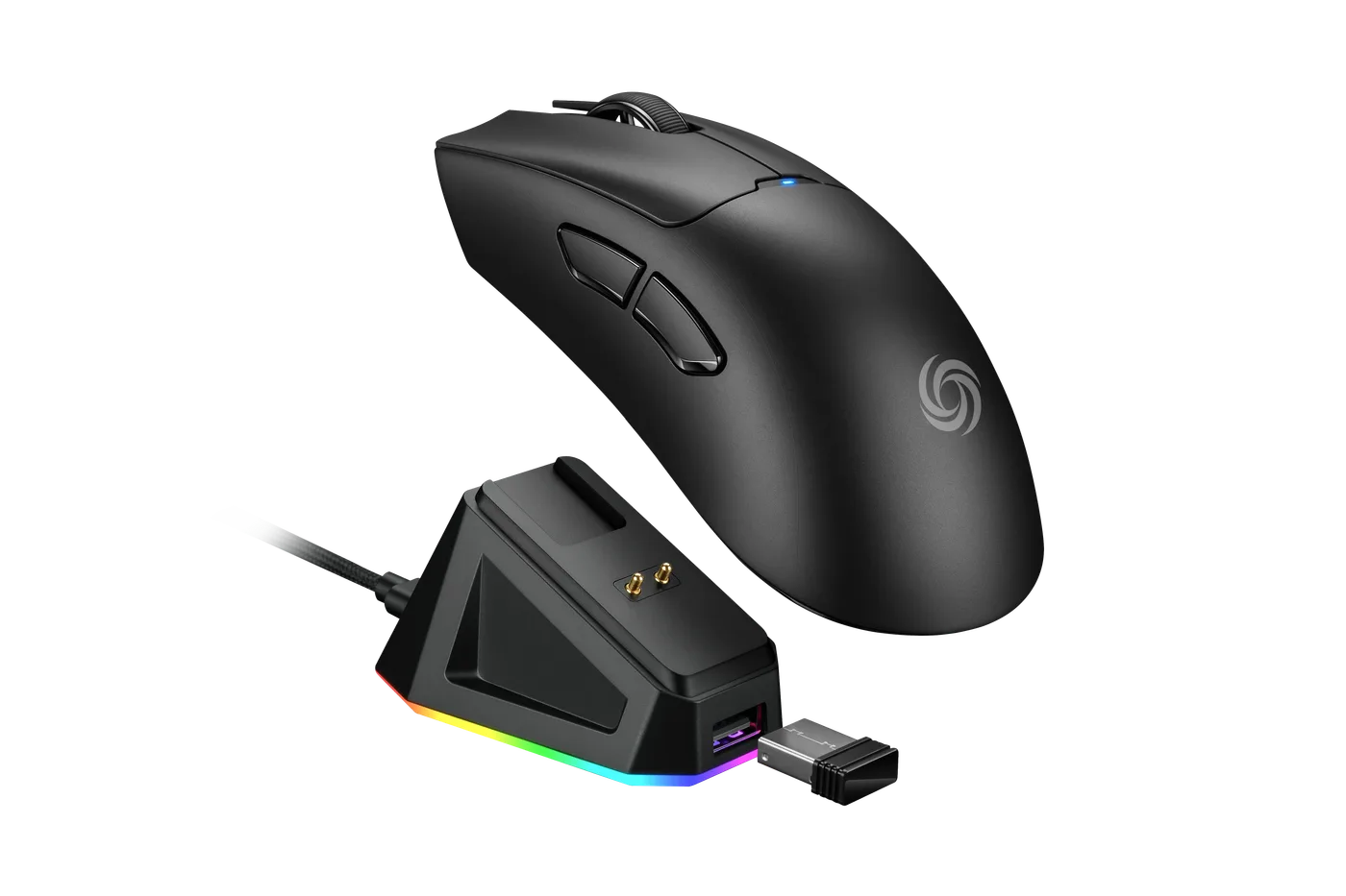 NOS M750 GAMING MOUSE ULTRALIGHT RAPID WIRELESS W/DOCK BLACK 1K GRIP TAPE